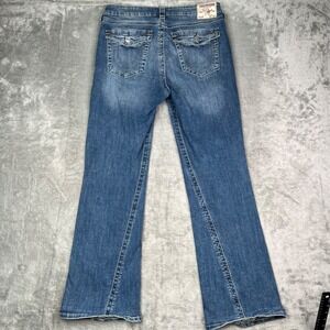 True Religion Jeans Women 34 Blue Joey Super T Boot Cut Thick Stitch Retro